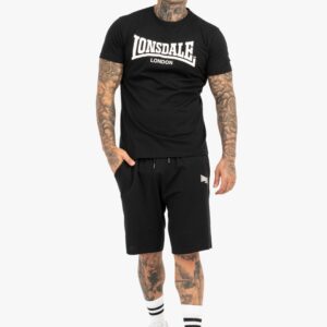 LONSDALE T-Shirt & Shorts Set Black/White