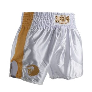 Super Pro Muay Thai Kickbox Shorts Weiß/Gold